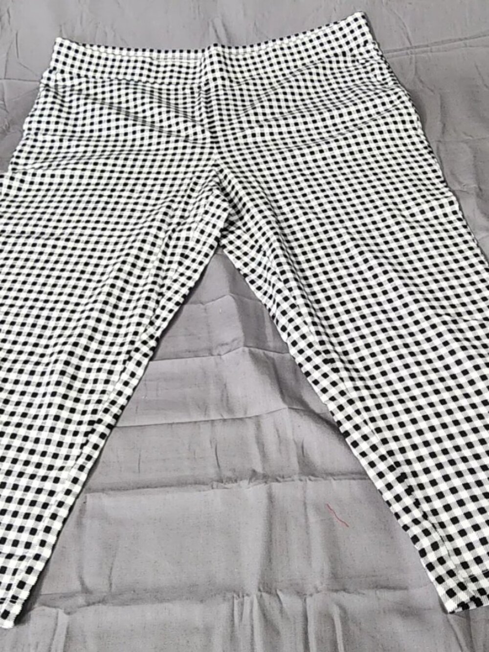 Belle by Kim Gravel 1X Black White Gingham Cropped Pants Pull On Stretch